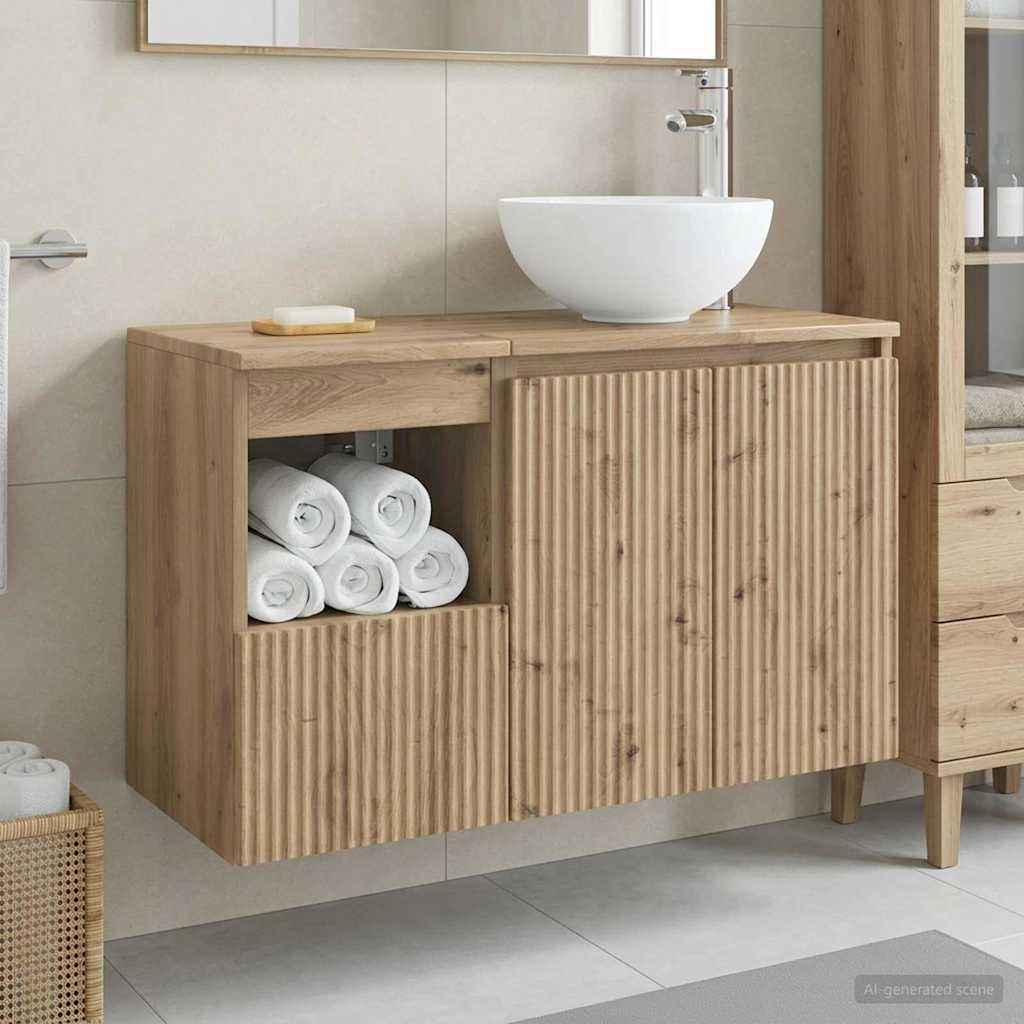 vidaXL Badkamermeubelset 2 st Wit Bewerkt hout
