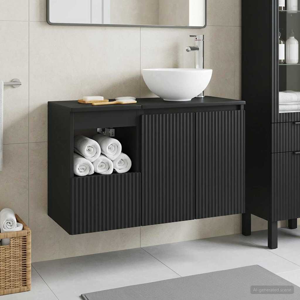 vidaXL Badkamermeubelset 2 st Wit Bewerkt hout