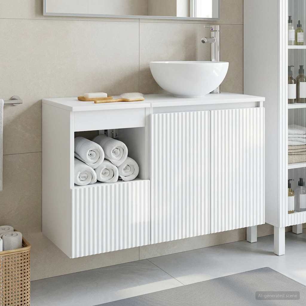 vidaXL Badkamermeubelset 2 st Wit Bewerkt hout