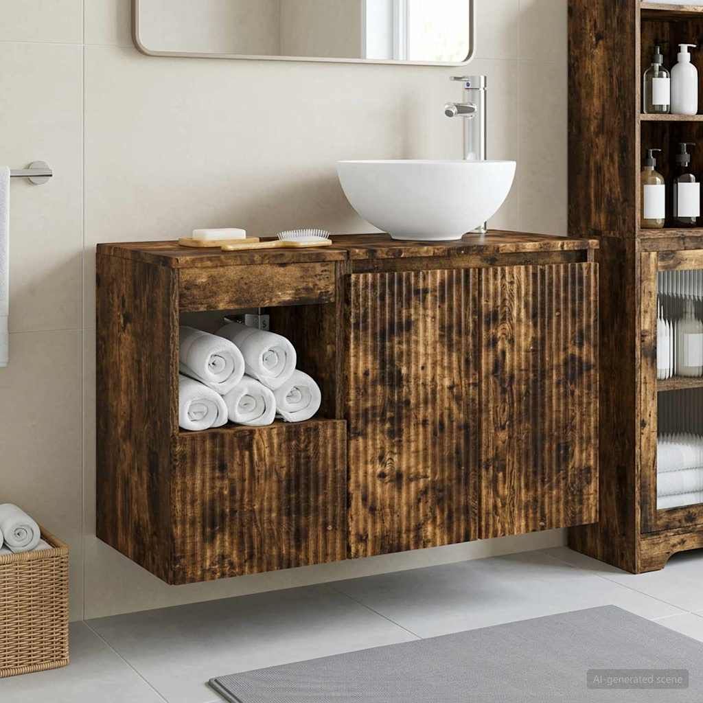 vidaXL Badkamermeubelset 2 st Wit Bewerkt hout