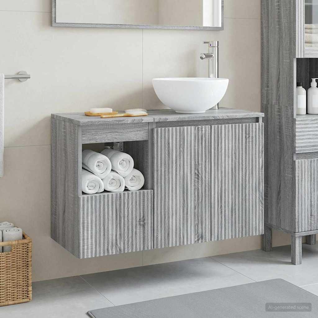 vidaXL Badkamermeubelset 2 st Wit Bewerkt hout