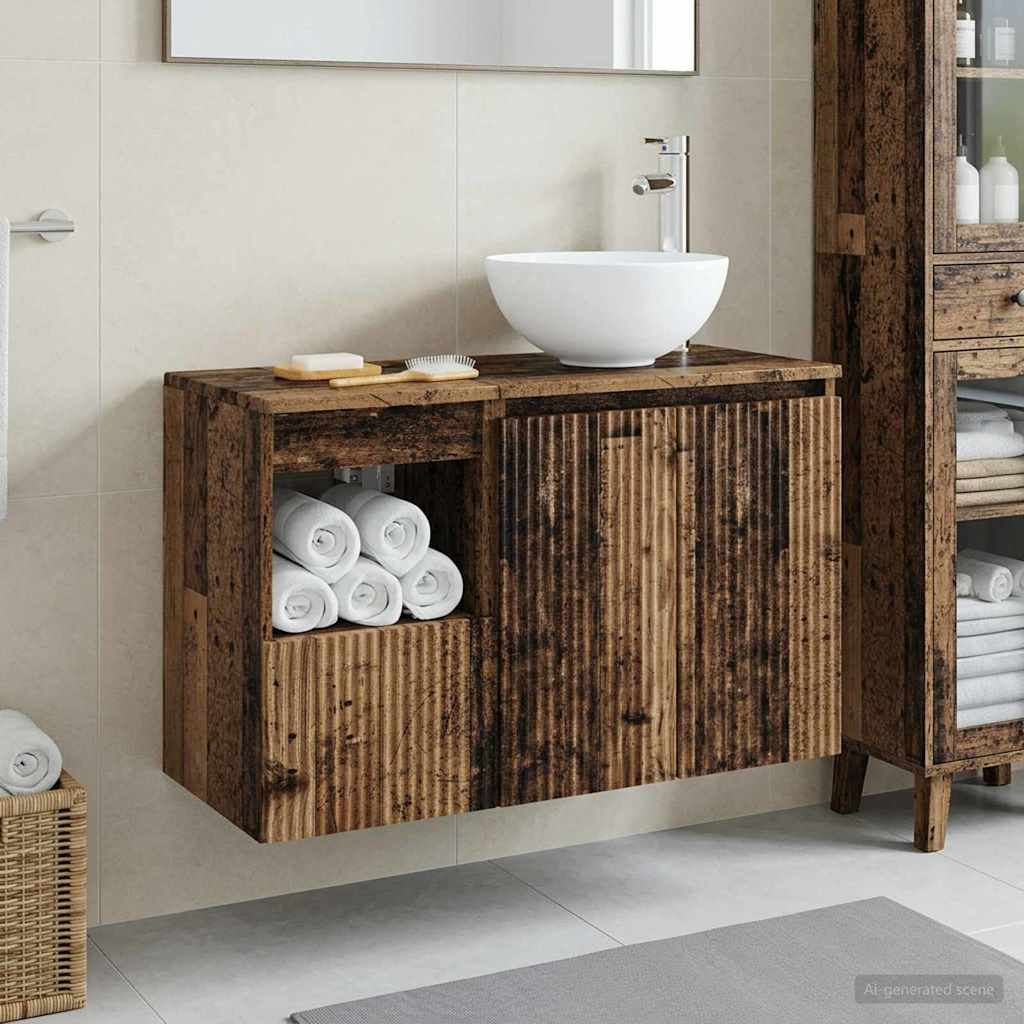 vidaXL Badkamermeubelset 2 st Wit Bewerkt hout