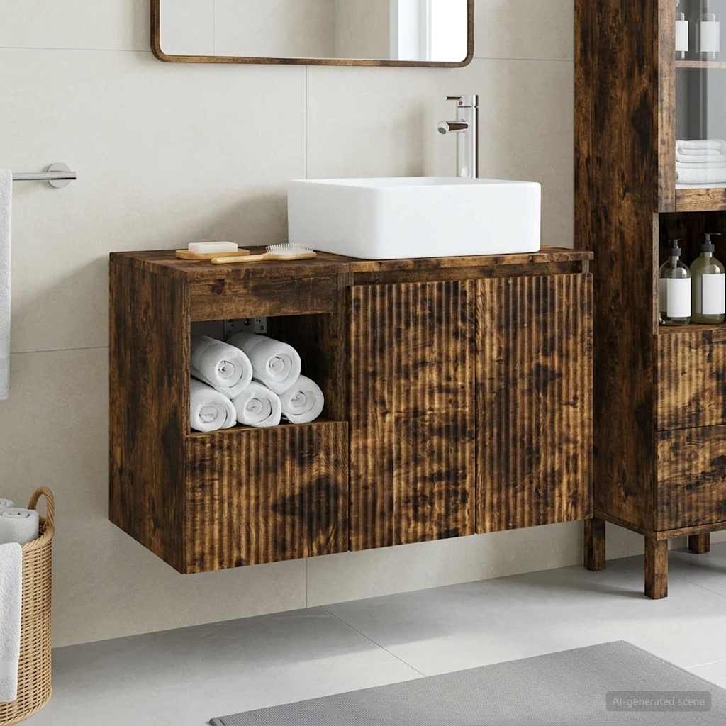 vidaXL Badkamermeubelset 2 st Wit Bewerkt hout