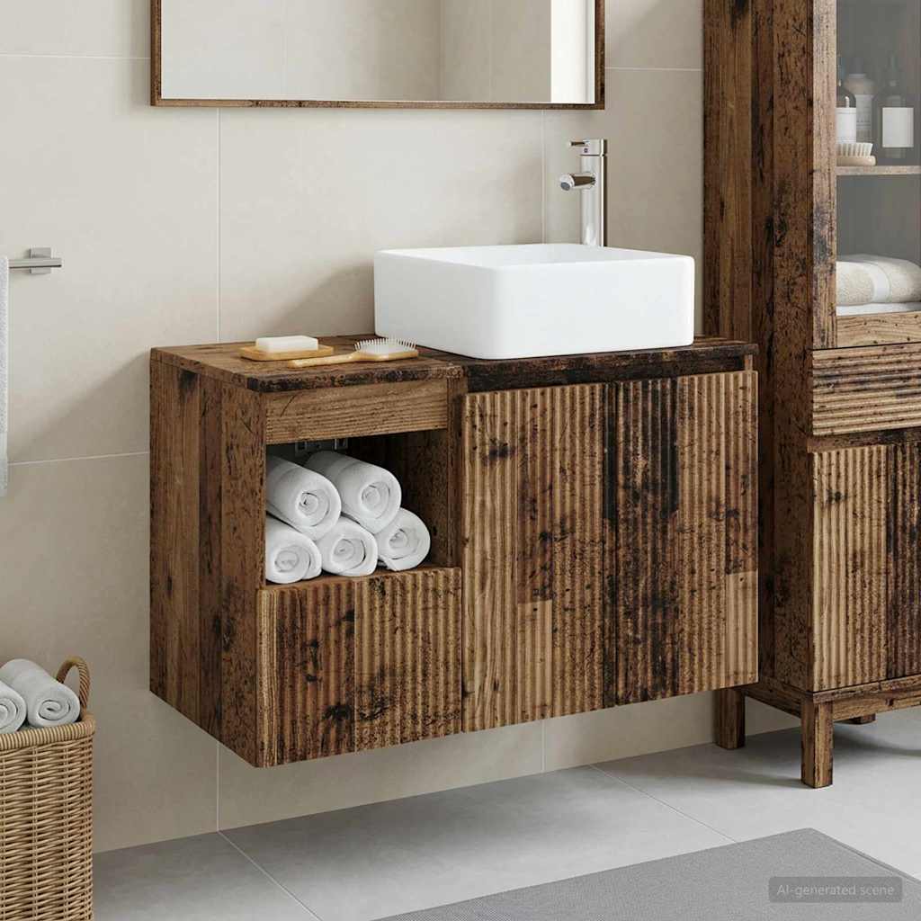 vidaXL Badkamermeubelset 2 st Wit Bewerkt hout