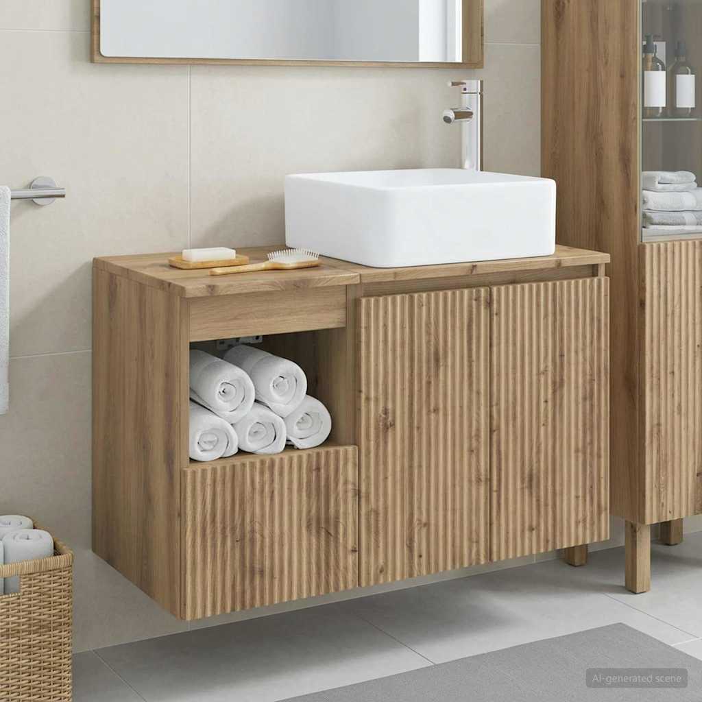 vidaXL Badkamermeubelset 2 st Wit Bewerkt hout
