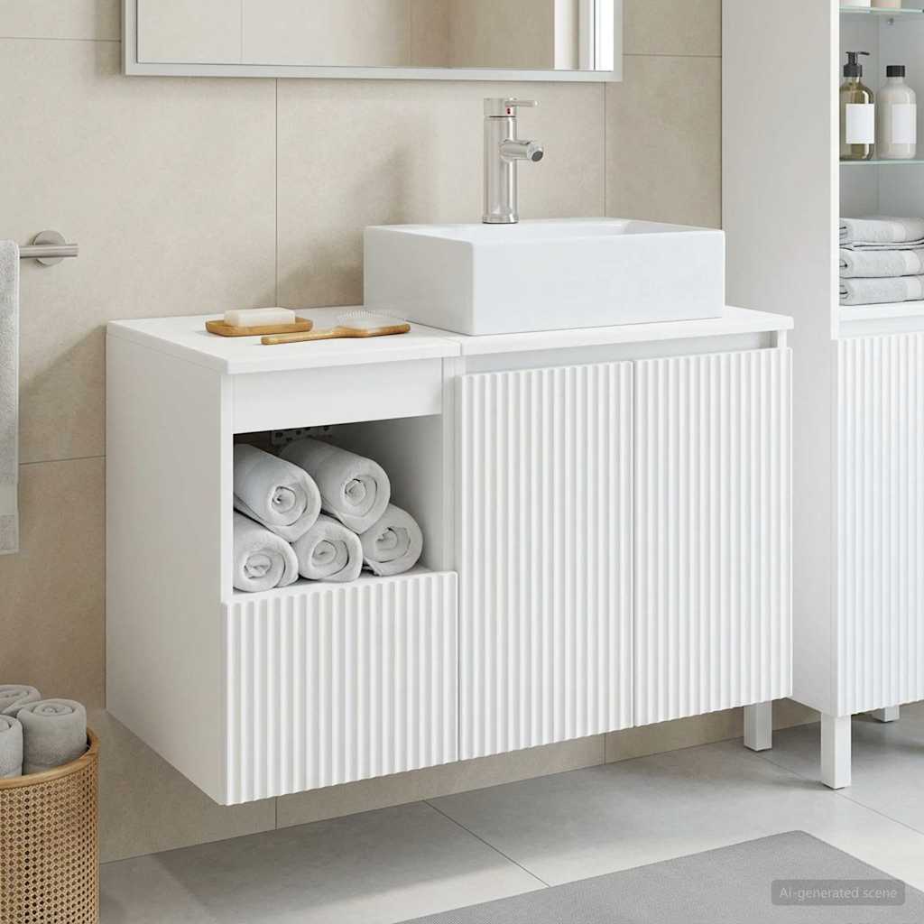 vidaXL Badkamermeubelset 2 st Wit Bewerkt hout