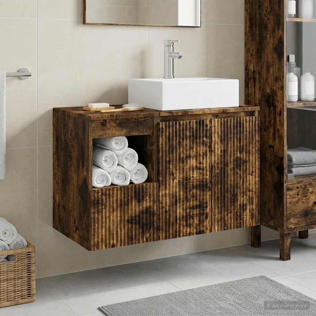vidaXL Badkamermeubelset 2 st Wit Bewerkt hout