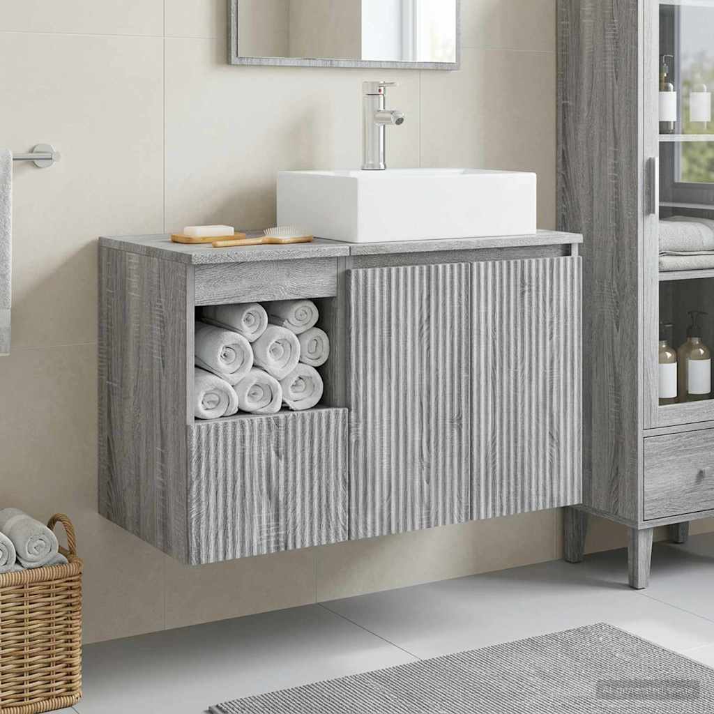 vidaXL Badkamermeubelset 2 st Wit Bewerkt hout