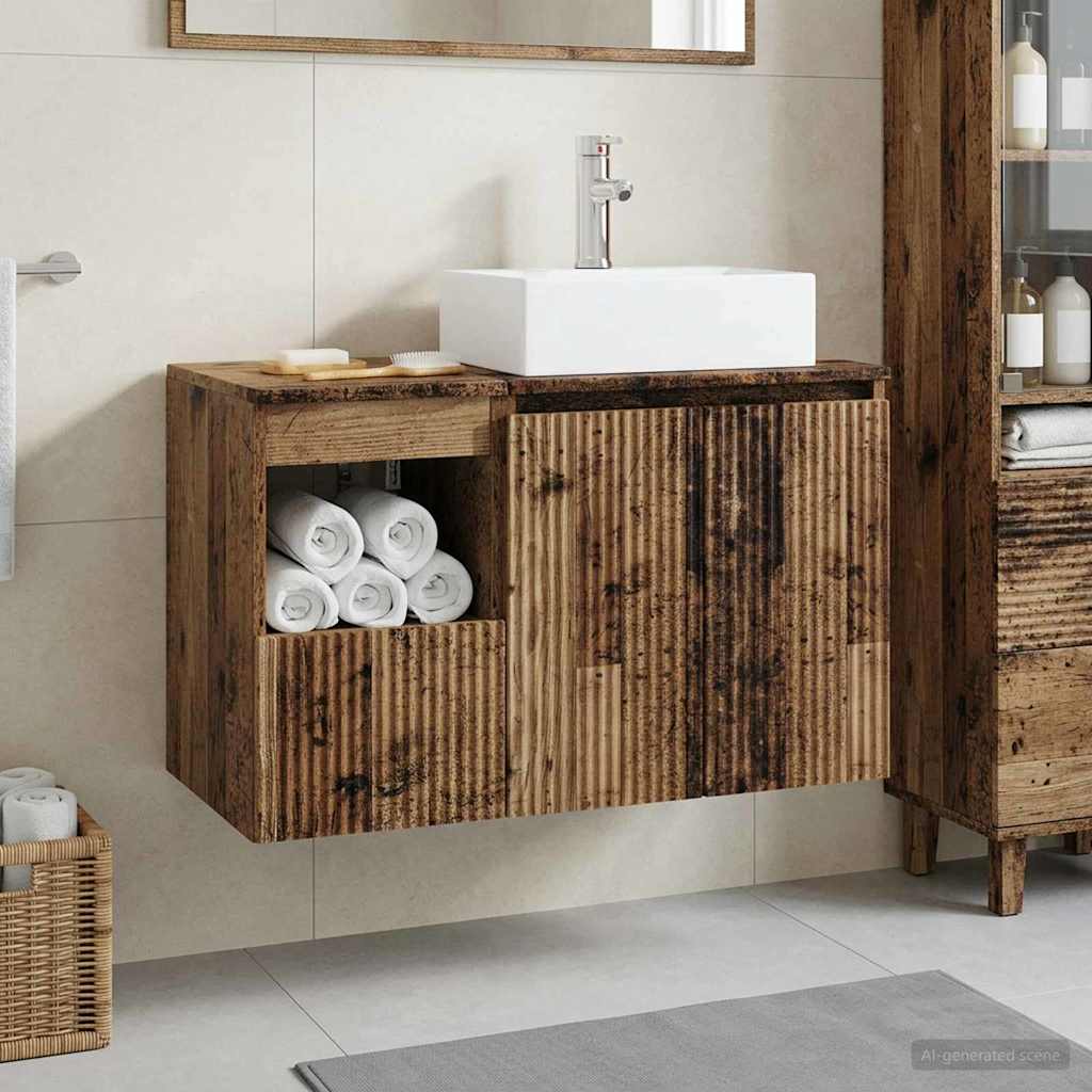 vidaXL Badkamermeubelset 2 st Wit Bewerkt hout