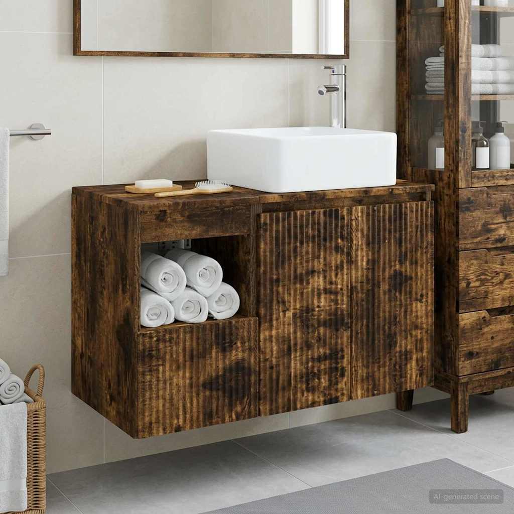 vidaXL Badkamermeubelset 2 st Wit Bewerkt hout