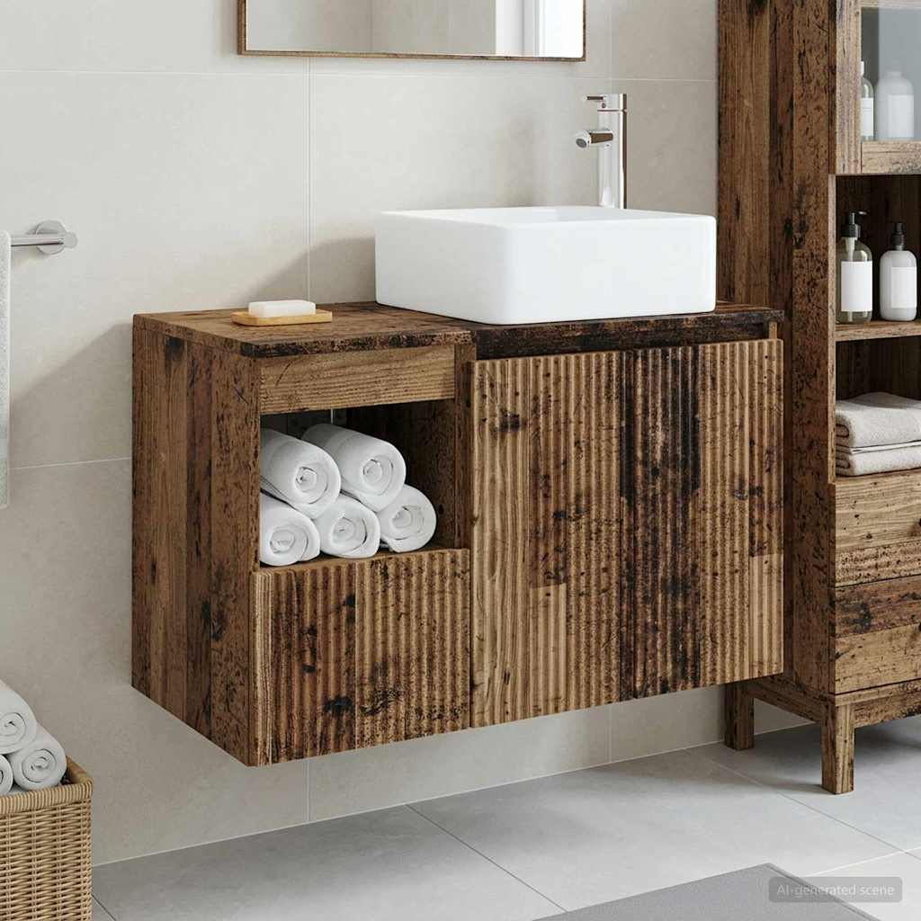 vidaXL Badkamermeubelset 2 st Wit Bewerkt hout