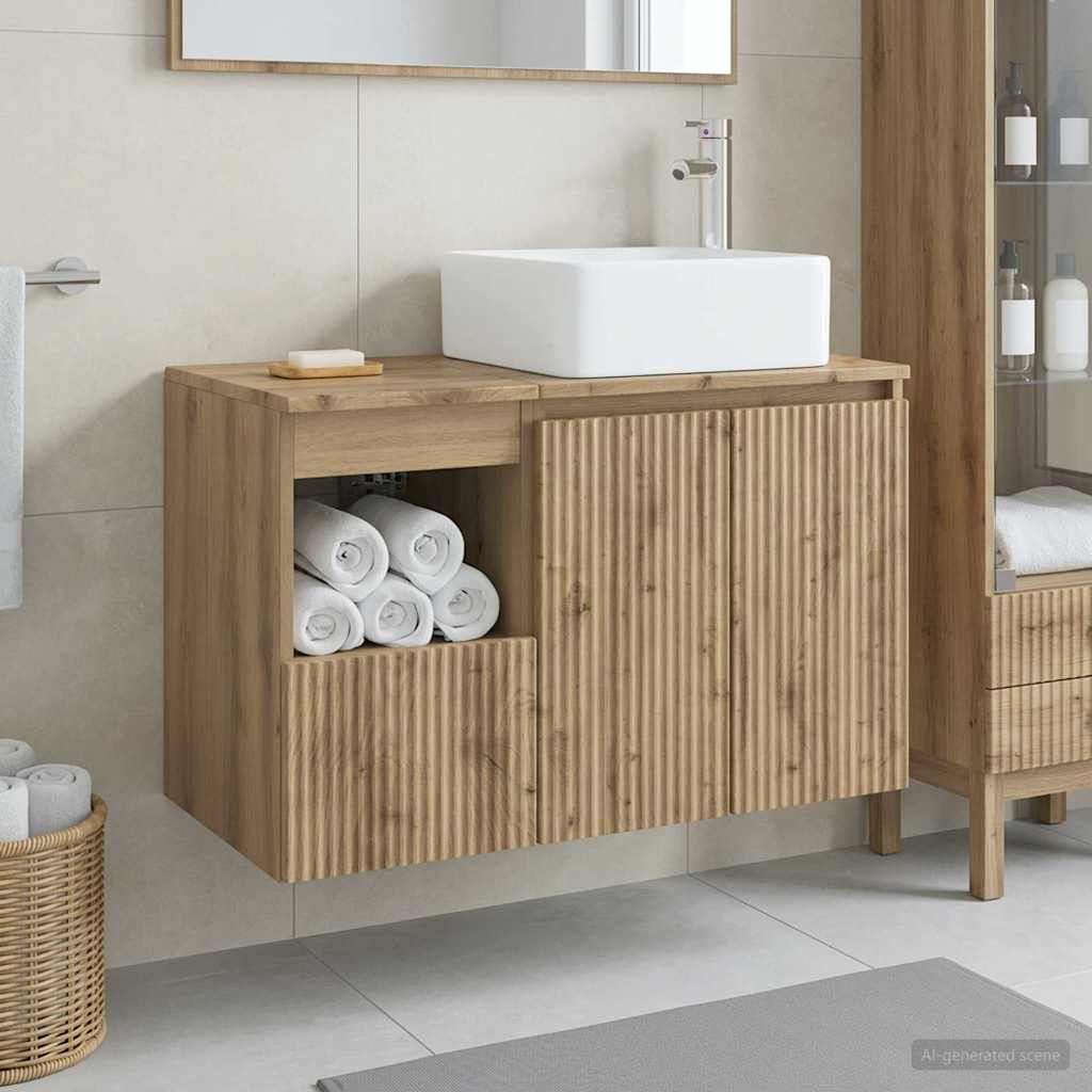 vidaXL Badkamermeubelset 2 st Wit Bewerkt hout