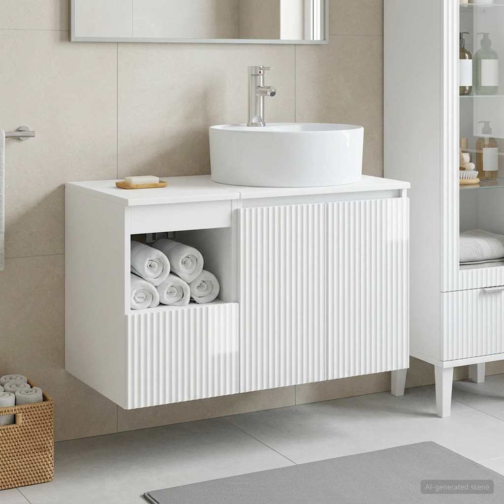 vidaXL Badkamermeubelset 2 st Wit Bewerkt hout
