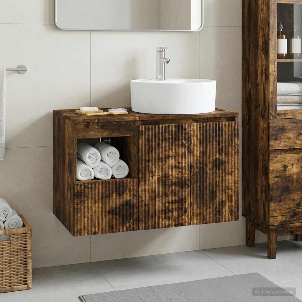 vidaXL Badkamermeubelset 2 st Wit Bewerkt hout
