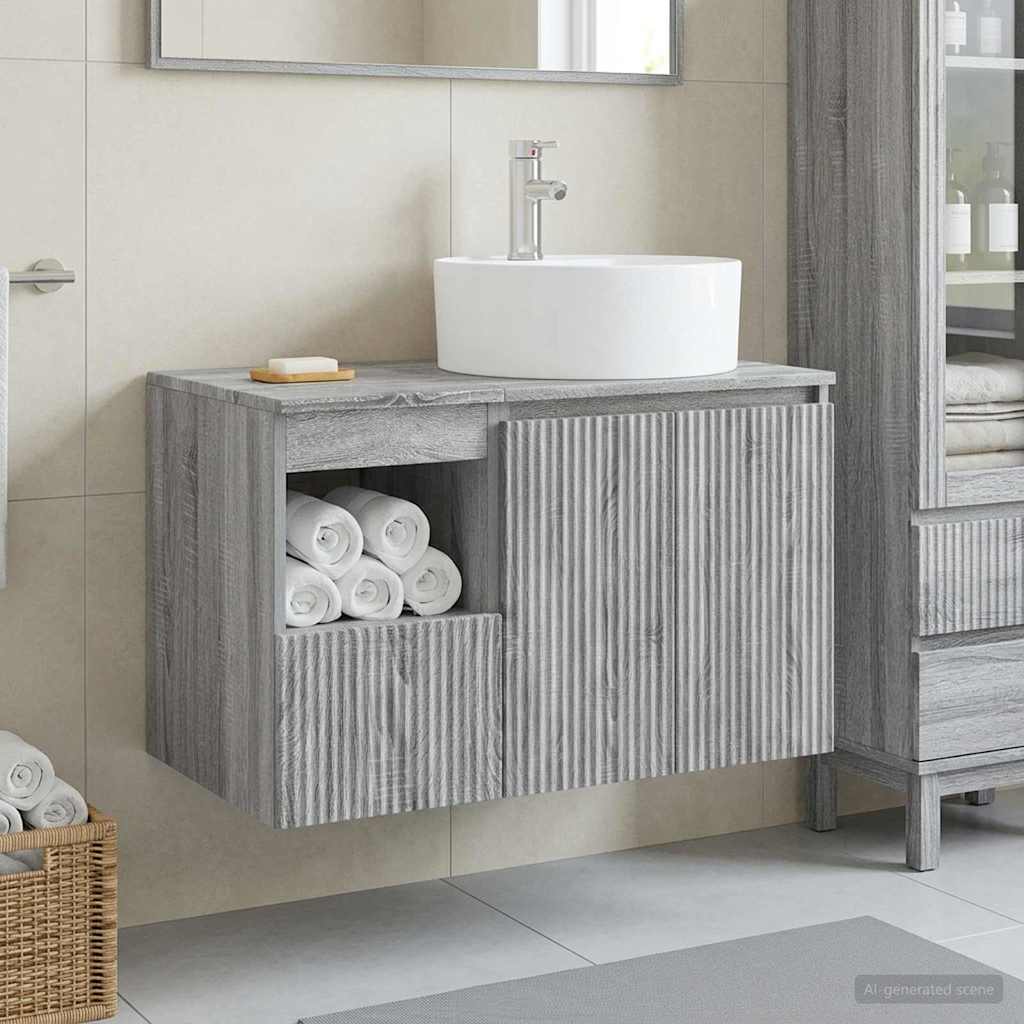 vidaXL Badkamermeubelset 2 st Wit Bewerkt hout
