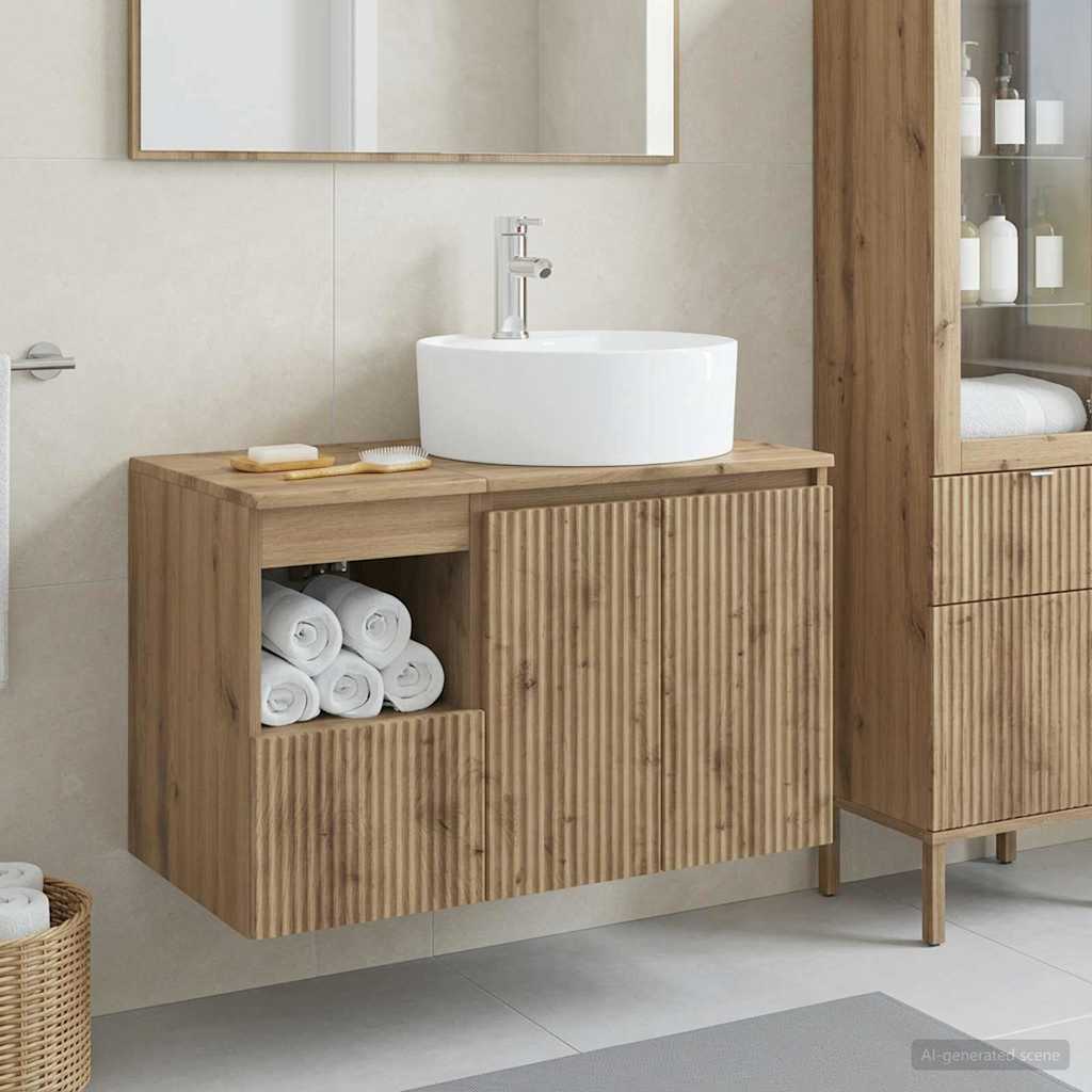 vidaXL Badkamermeubelset 2 st Wit Bewerkt hout