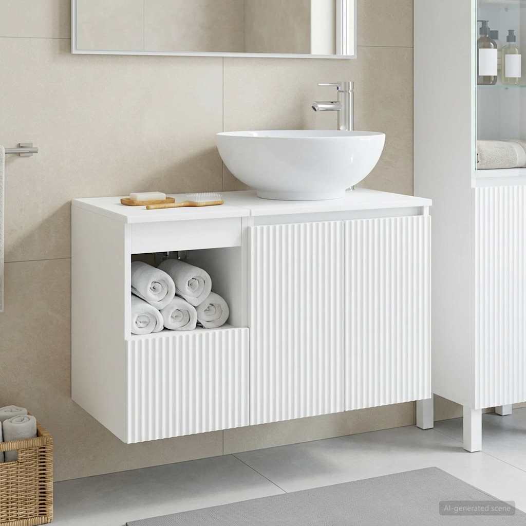 vidaXL Badkamermeubelset 2 st Wit Bewerkt hout