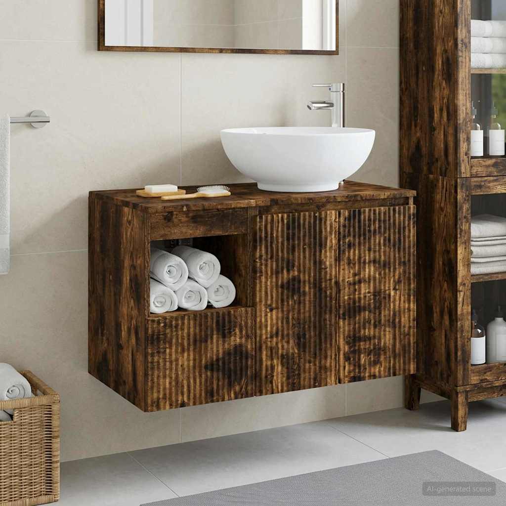 vidaXL Badkamermeubelset 2 st Wit Bewerkt hout
