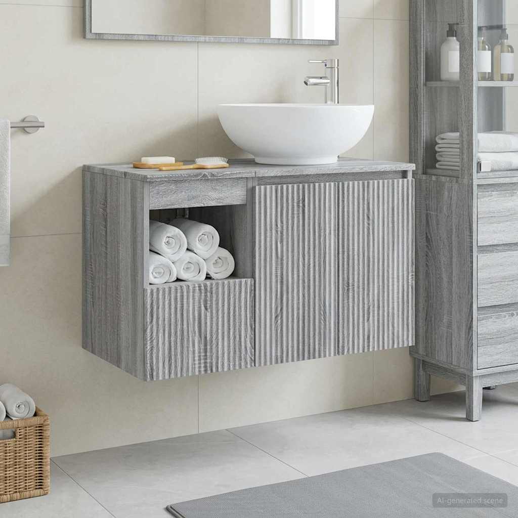vidaXL Badkamermeubelset 2 st Wit Bewerkt hout