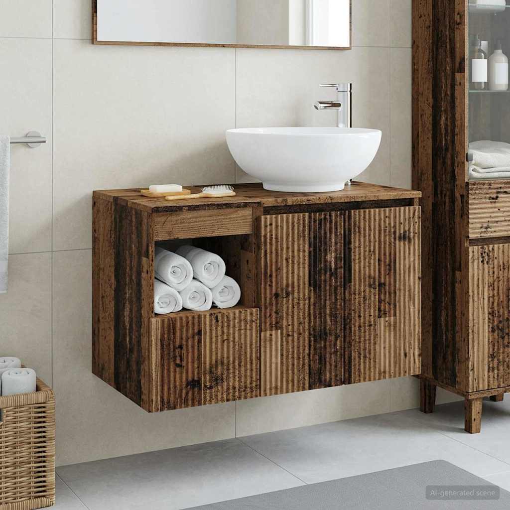 vidaXL Badkamermeubelset 2 st Wit Bewerkt hout