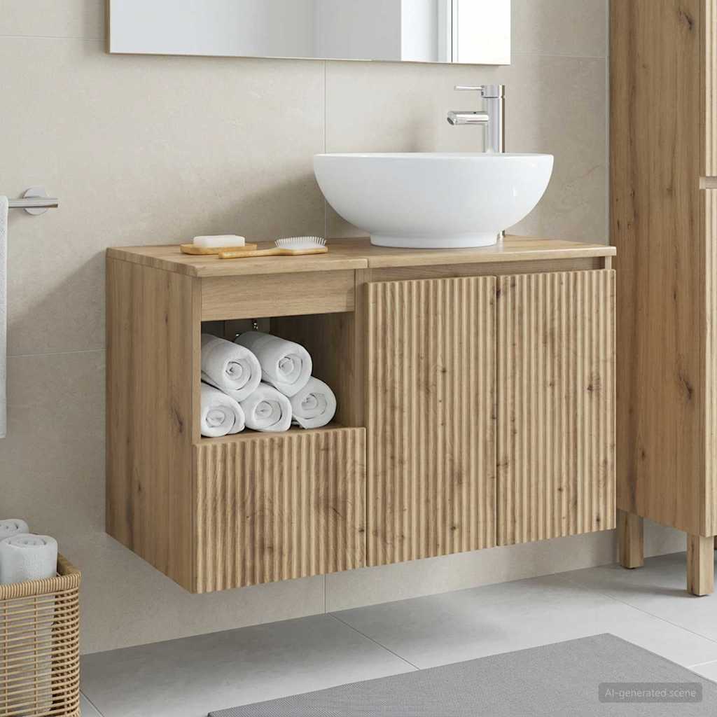 vidaXL Badkamermeubelset 2 st Wit Bewerkt hout