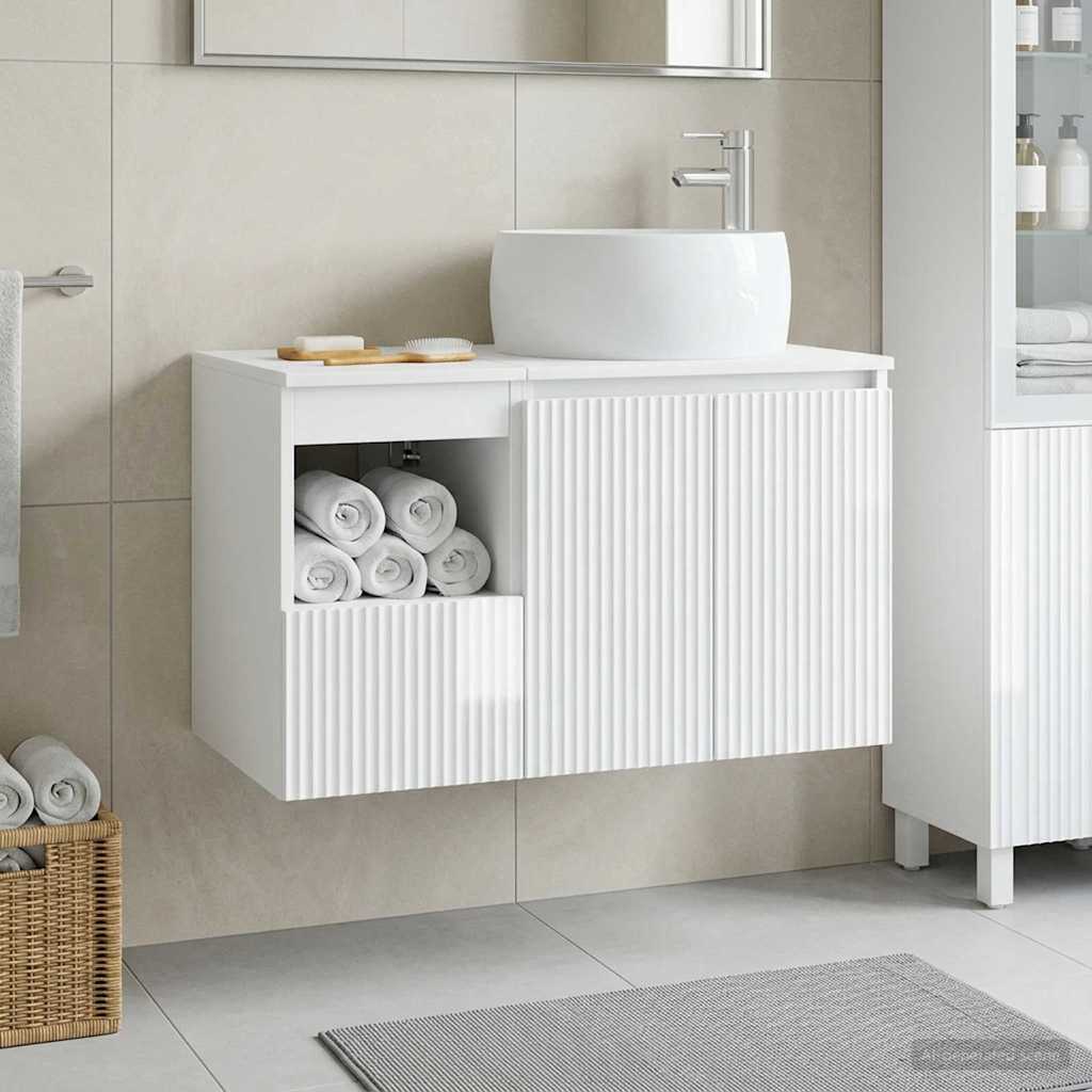 vidaXL Badkamermeubelset 2 st Wit Bewerkt hout