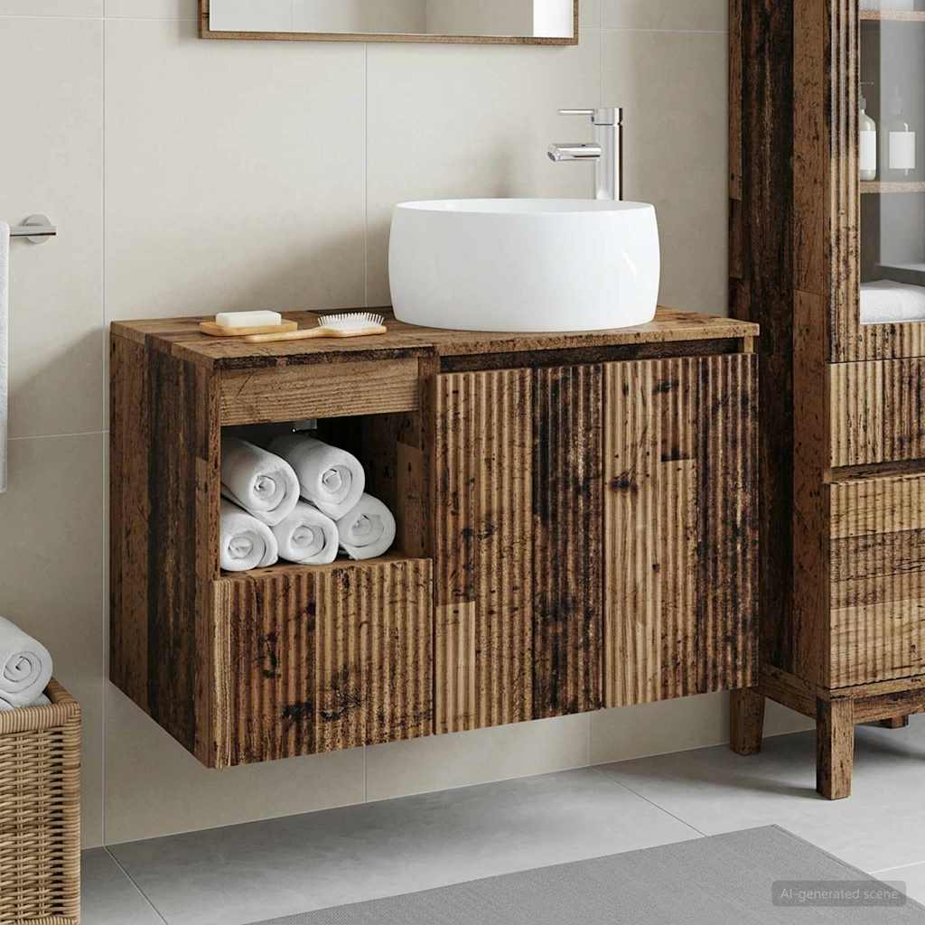 vidaXL Badkamermeubelset 2 st Wit Bewerkt hout