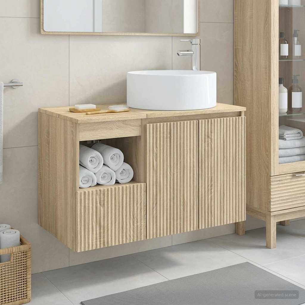 vidaXL Badkamermeubelset 2 st Wit Bewerkt hout