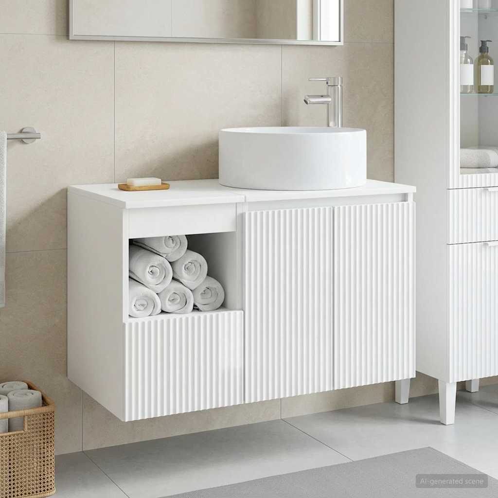 vidaXL Badkamermeubelset 2 st Wit Bewerkt hout