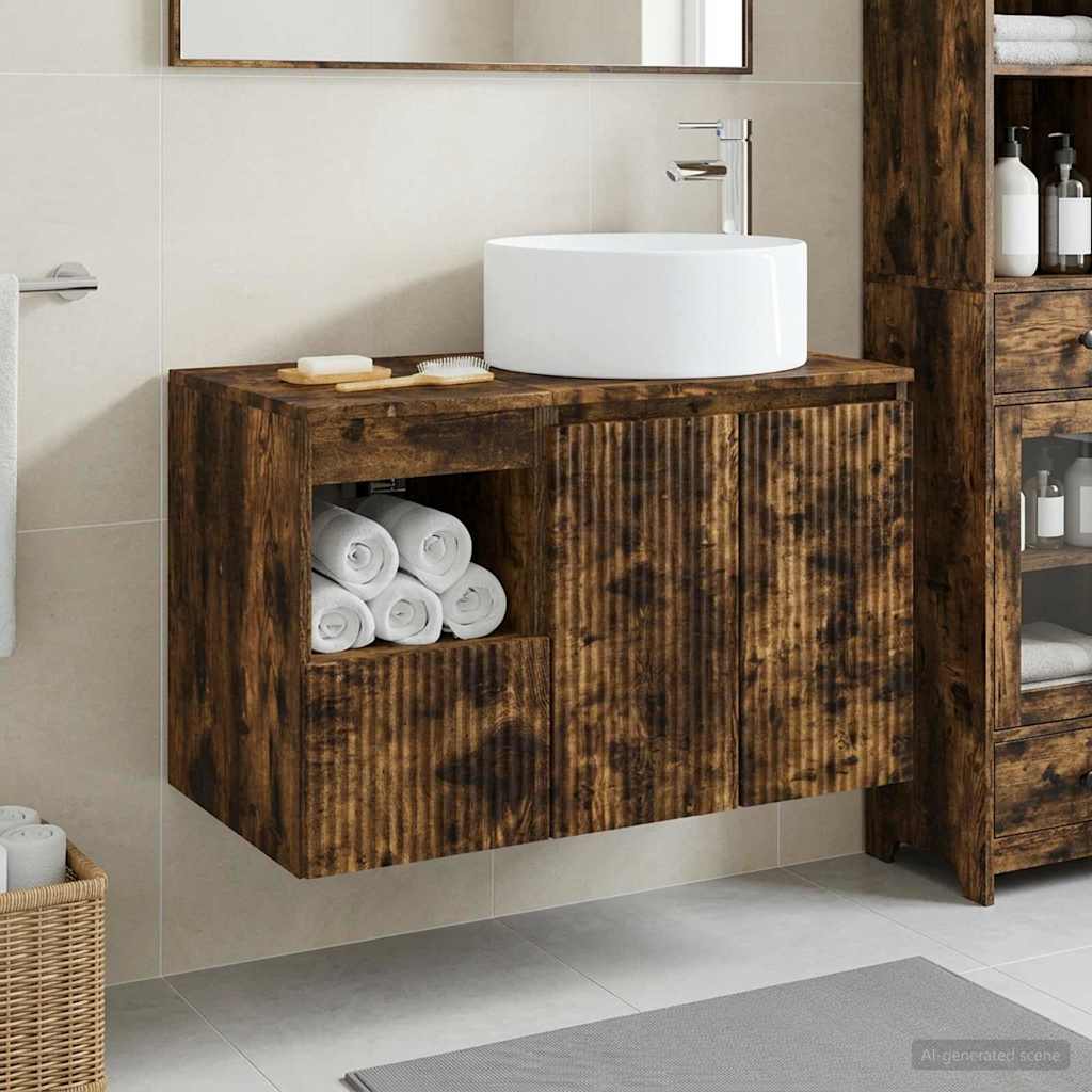 vidaXL Badkamermeubelset 2 st Wit Bewerkt hout