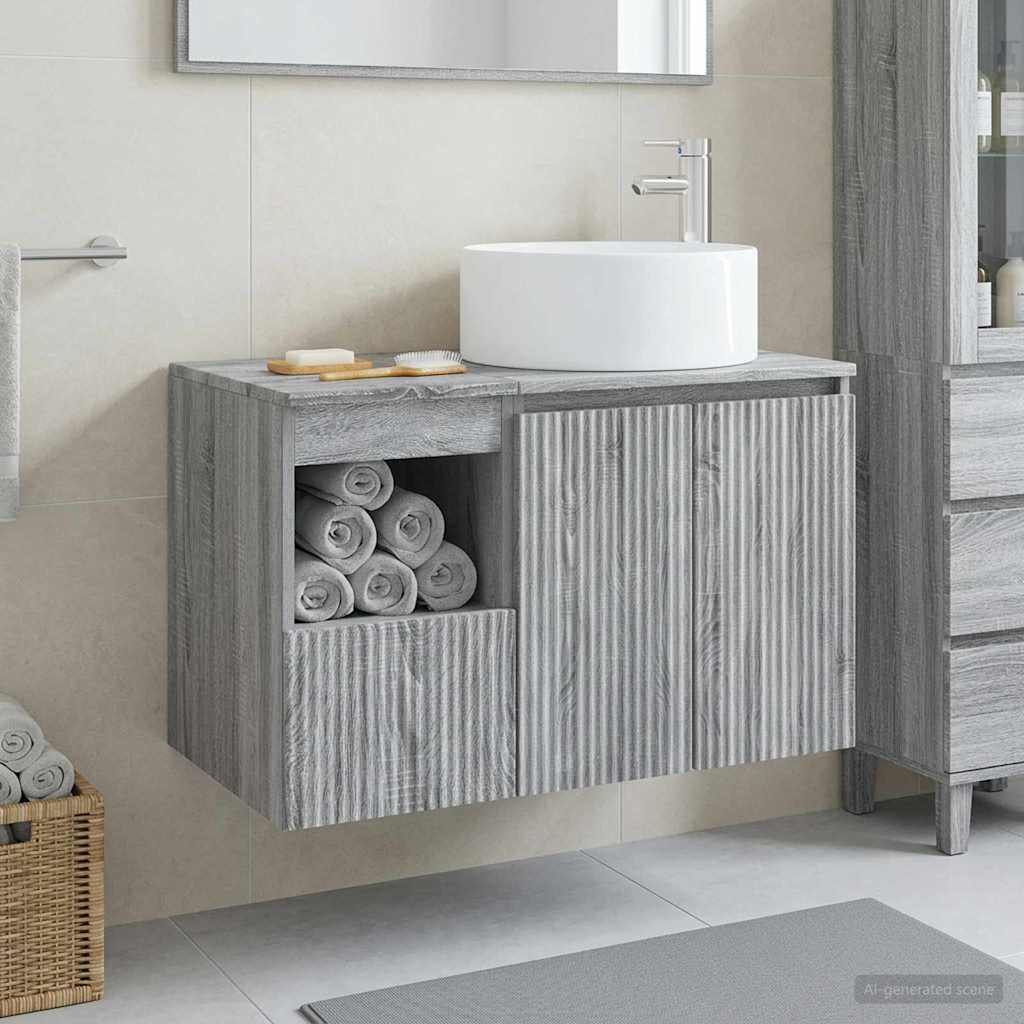 vidaXL Badkamermeubelset 2 st Wit Bewerkt hout