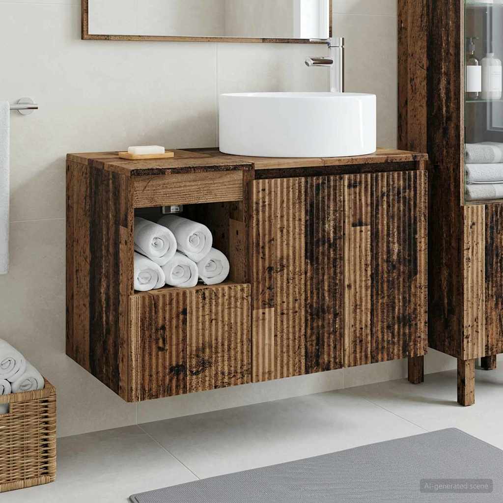 vidaXL Badkamermeubelset 2 st Wit Bewerkt hout