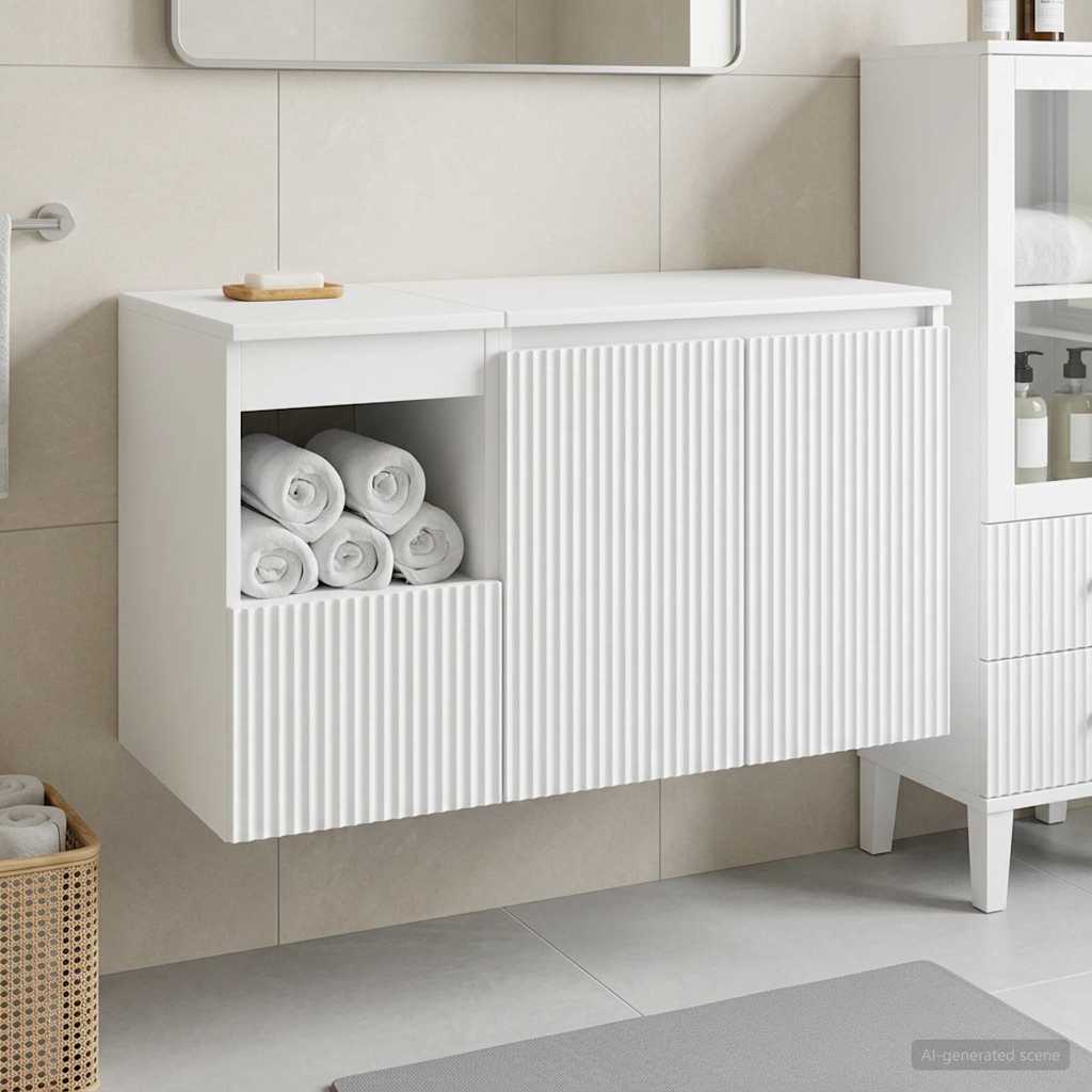 vidaXL Badkamermeubelset 2 st Wit Bewerkt hout