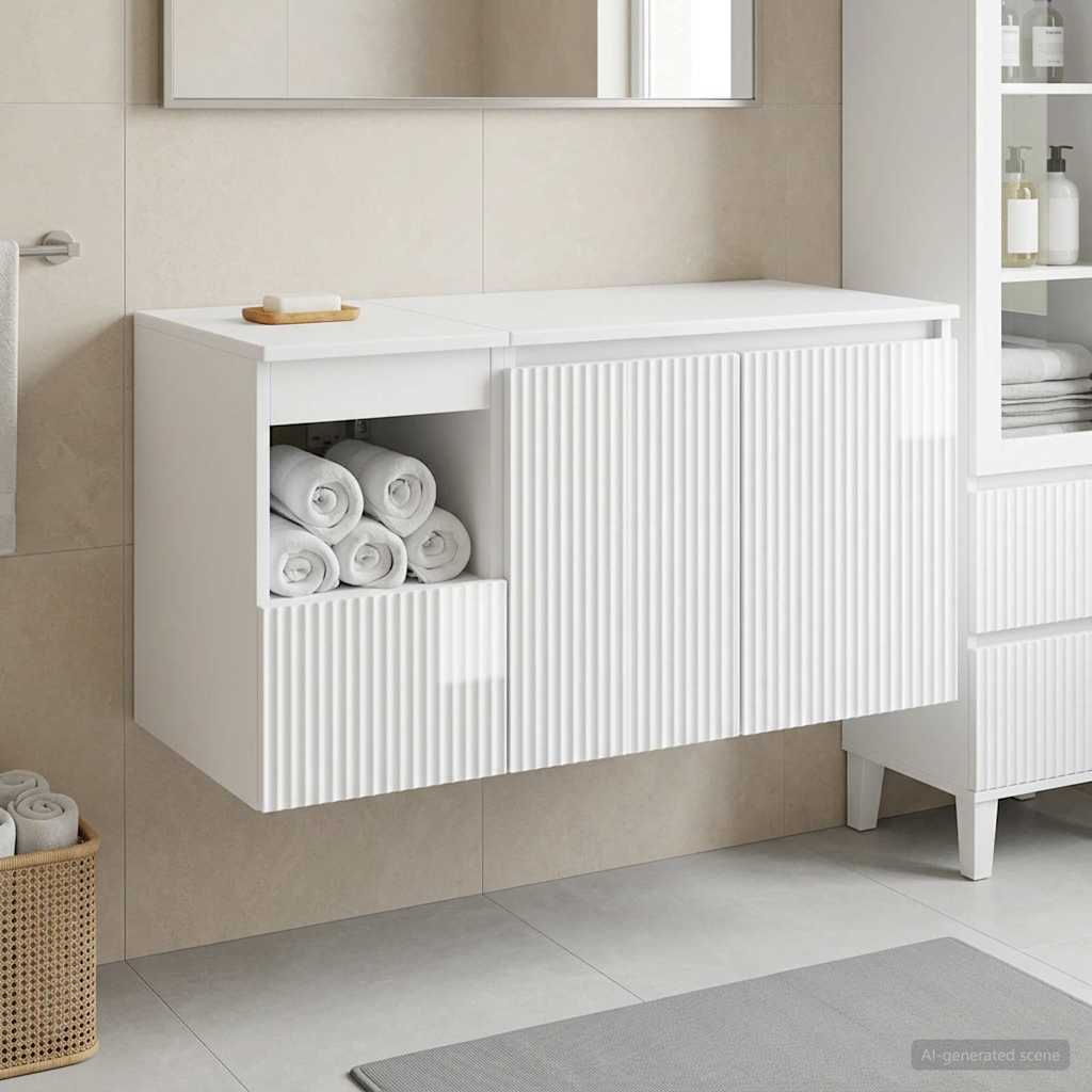 vidaXL Badkamermeubelset 2 st Wit Bewerkt hout