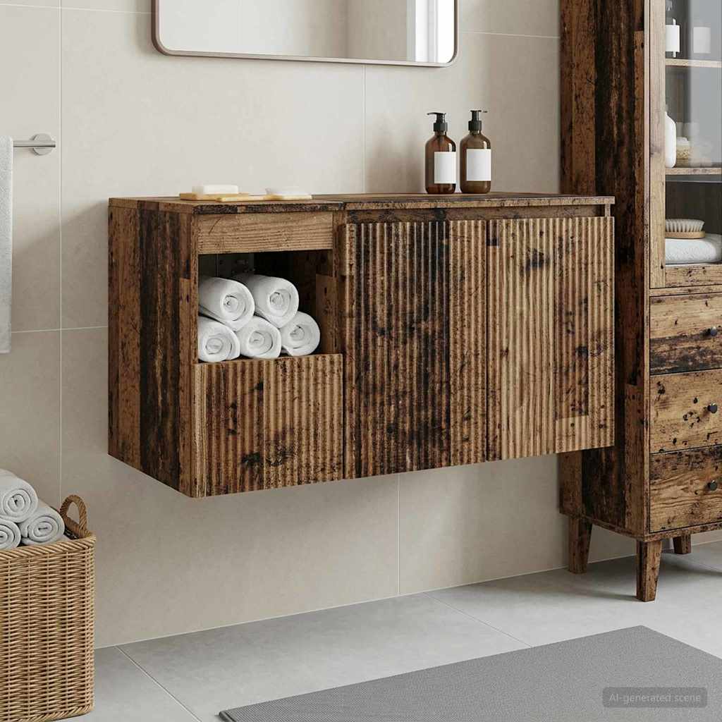 vidaXL Badkamermeubelset 2 st Wit Bewerkt hout