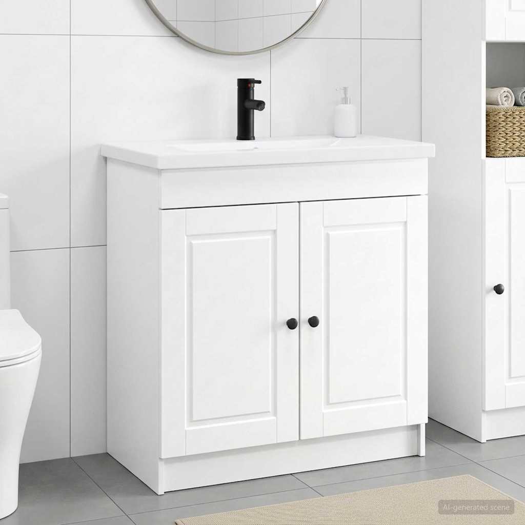vidaXL Badkamermeubelset Wit 56 x 37,5 x 81 cm Bewerkt hout