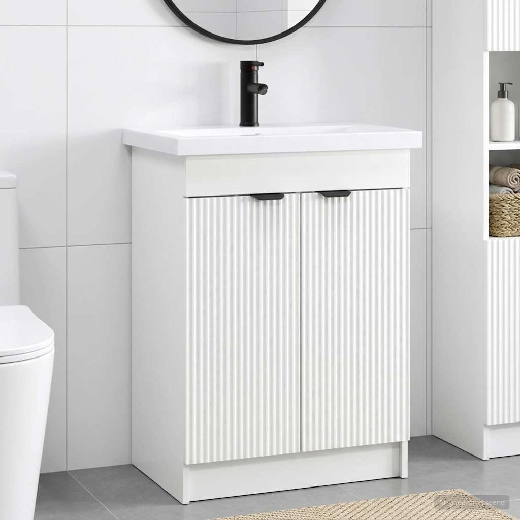 vidaXL Badkamermeubelset Wit 56 x 37,5 x 81 cm Bewerkt hout