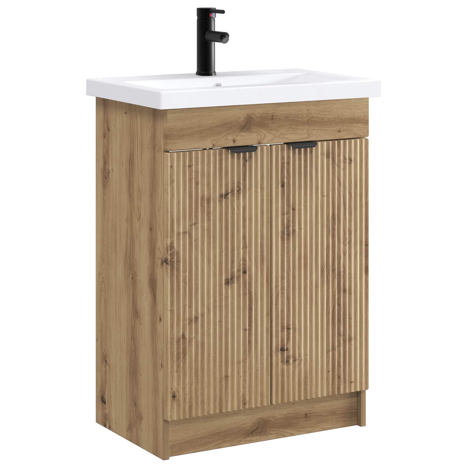 vidaXL Badkamermeubelset Wit 56 x 37,5 x 81 cm Bewerkt hout