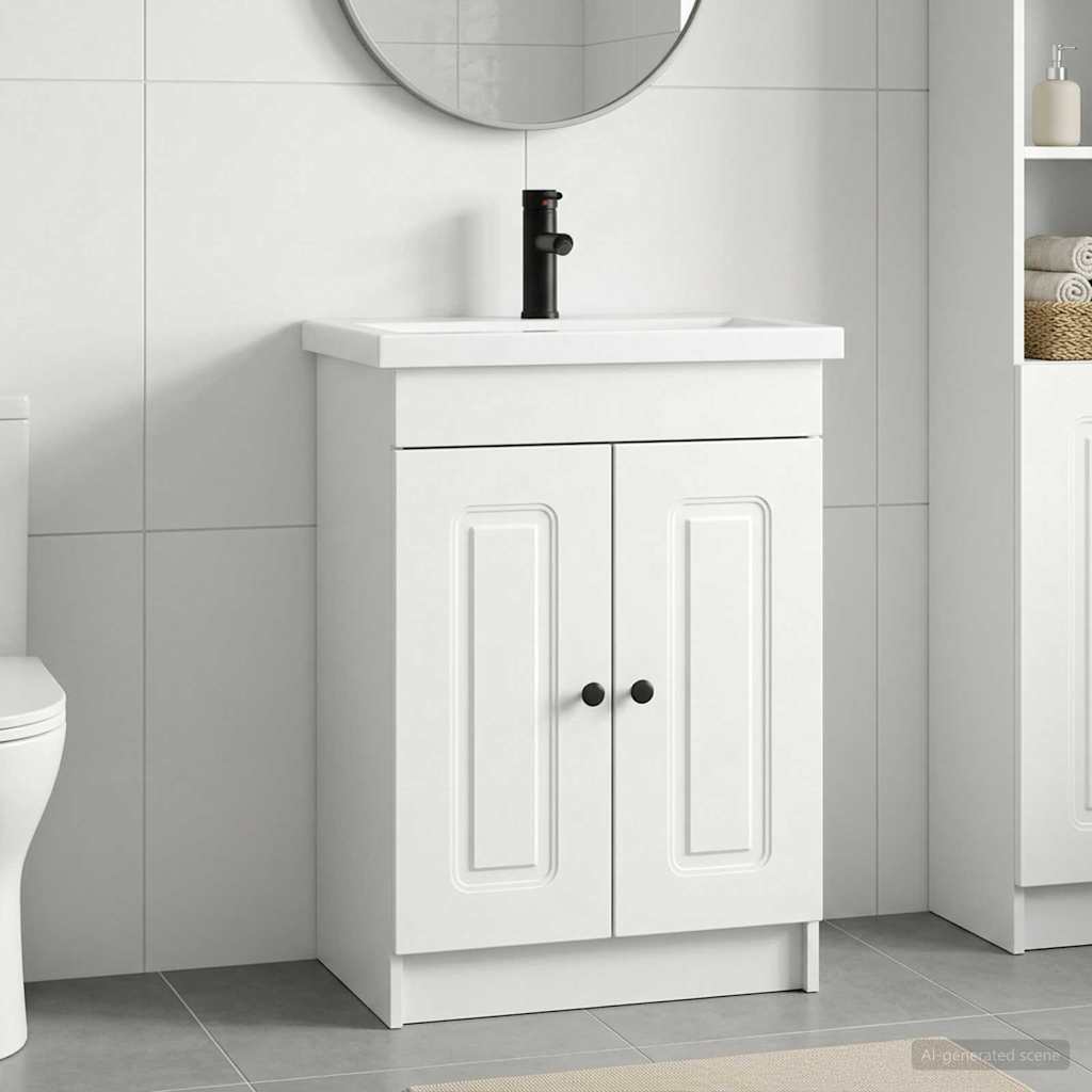 vidaXL Badkamermeubelset Wit 56 x 37,5 x 81 cm Bewerkt hout