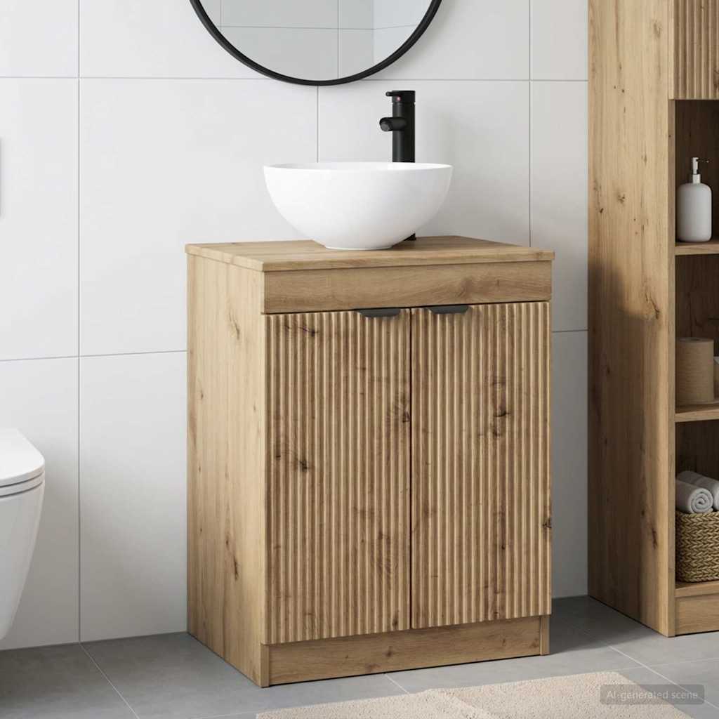 vidaXL Badkamermeubelset Wit Bewerkt hout
