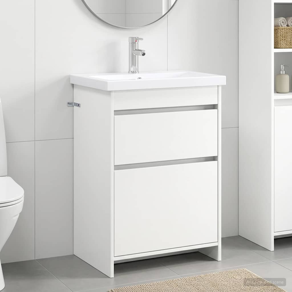 vidaXL Badkamermeubelset Wit 61 x 40 x 84,5 cm Bewerkt hout