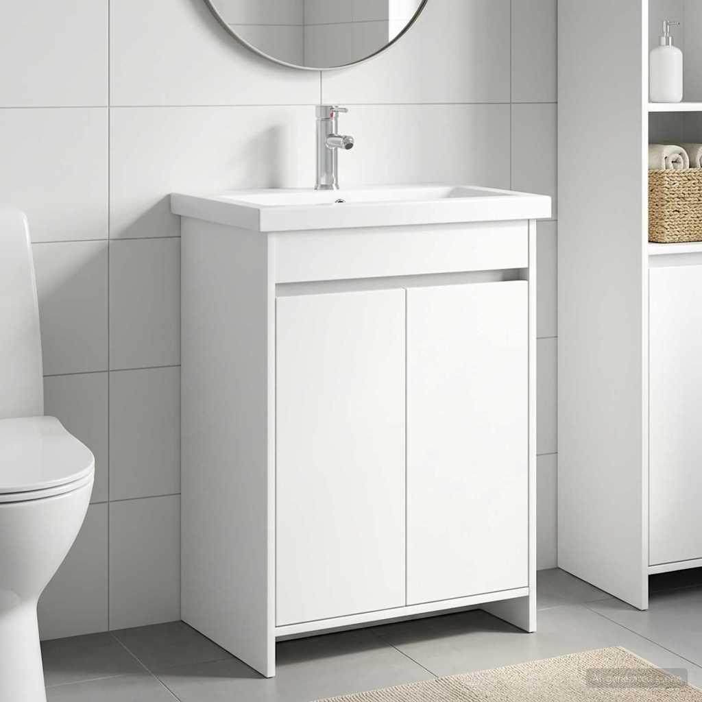 vidaXL Badkamermeubelset Wit 61 x 40 x 84,5 cm Bewerkt hout