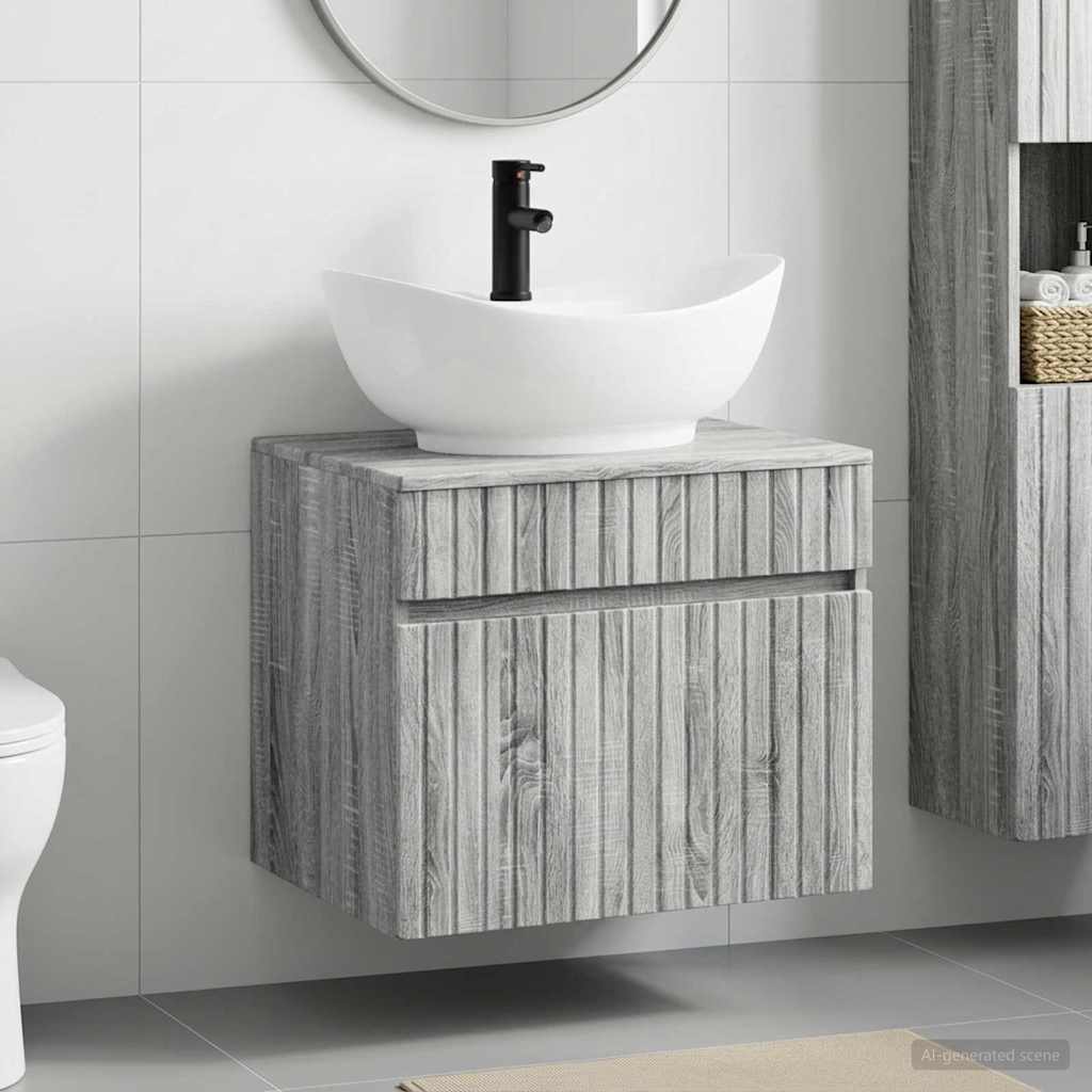 vidaXL Badkamermeubelset Wit Bewerkt hout