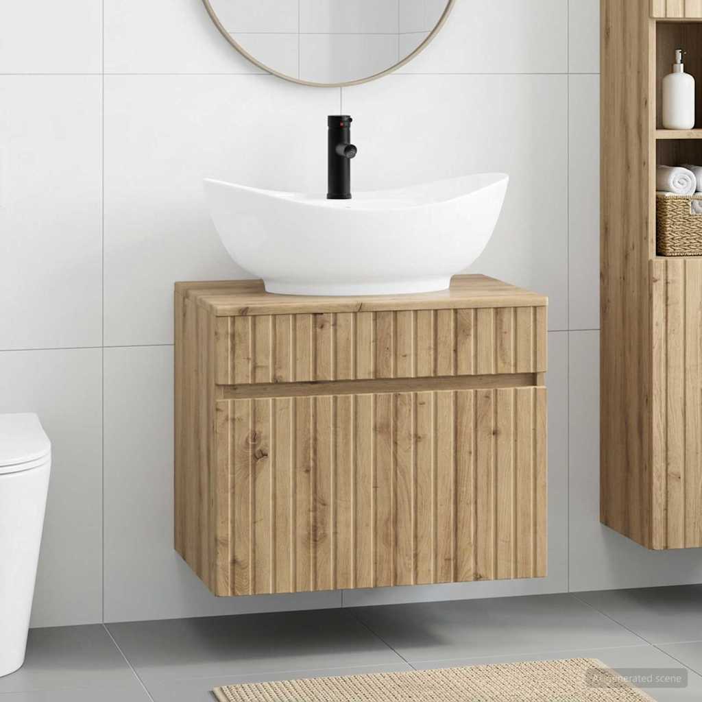 vidaXL Badkamermeubelset Wit Bewerkt hout