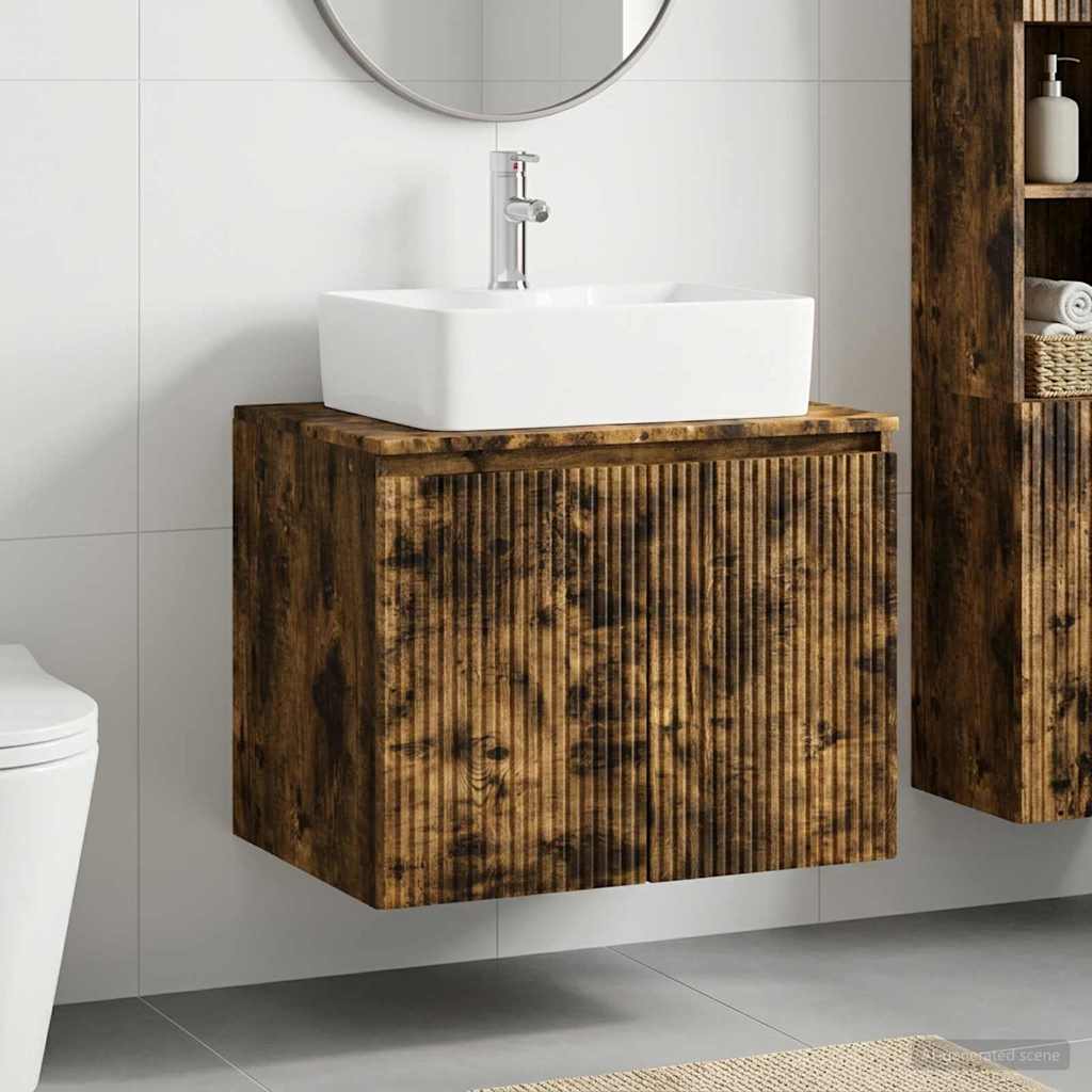 vidaXL Badkamermeubelset Wit Bewerkt hout