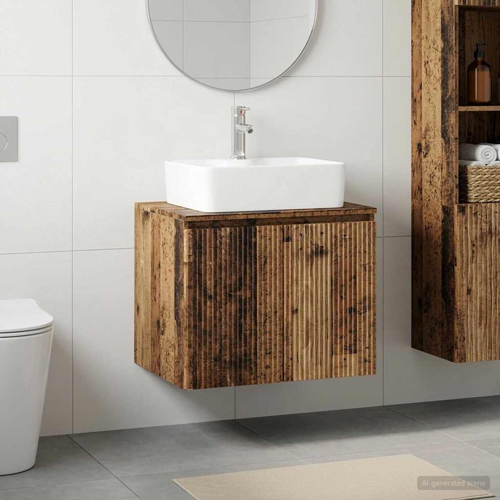 vidaXL Badkamermeubelset Wit Bewerkt hout