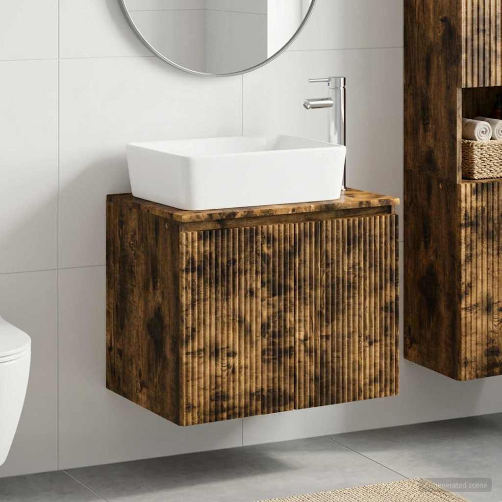 vidaXL Badkamermeubelset Wit Bewerkt hout