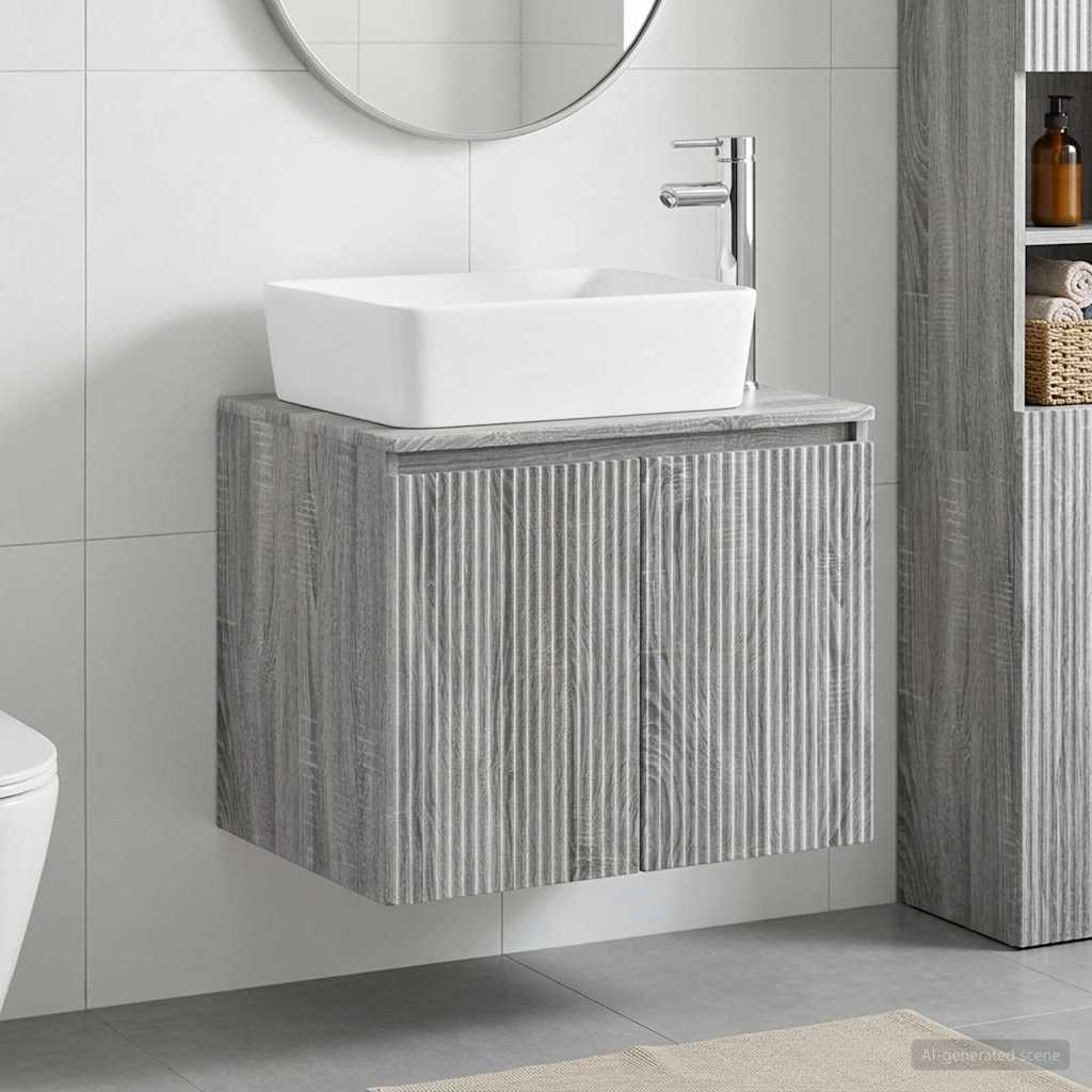 vidaXL Badkamermeubelset Wit Bewerkt hout