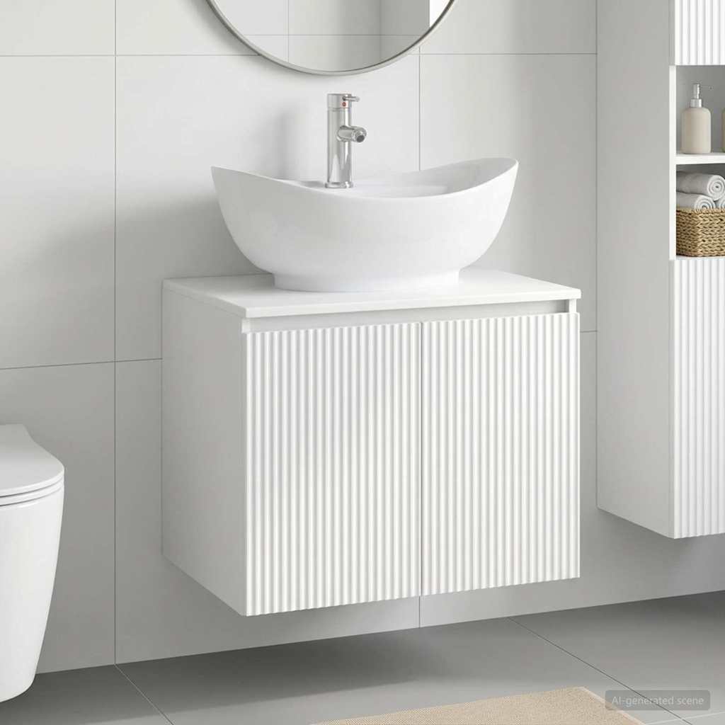 vidaXL Badkamermeubelset Wit Bewerkt hout