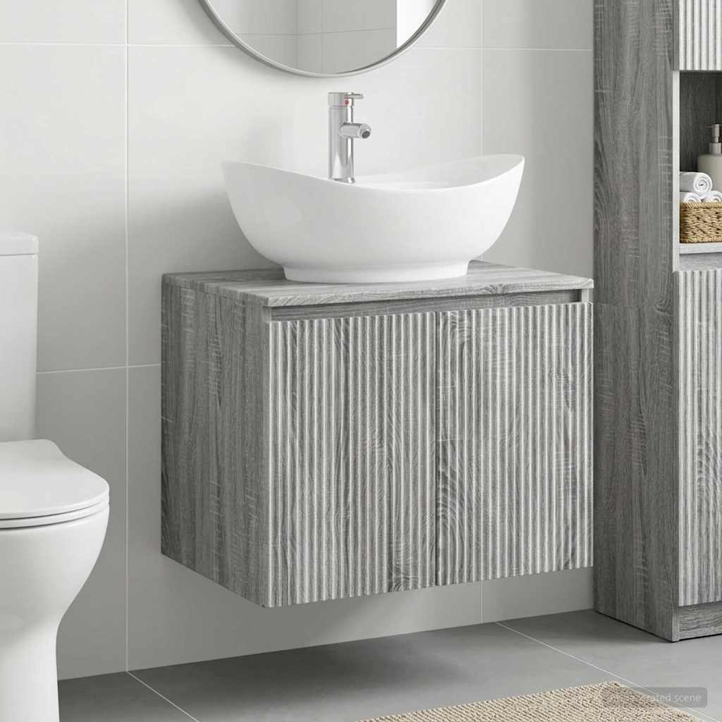 vidaXL Badkamermeubelset Wit Bewerkt hout